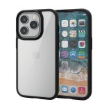 【代引不可】iPhone 14 Pro ケース カバー ハイブリッド 360度全面保護 耐衝撃 衝撃吸収 軽量 薄型 ストラップホール付 背面クリア ガラスフィルム付 TOUGH SLIM ブラック エレコム PM-A22CTS3BK