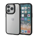 【代引不可】iPhone 14 Pro ケース カバー ハイブリッド 360度全面保護 耐衝撃 衝撃吸収 軽量 薄型 ストラップホール付 背面マットクリア ガラスフィルム付 硬度9H ブラック エレコム PM-A22CTS3MBK