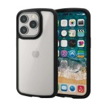 【代引不可】iPhone 14 Pro ケース カバー ハイブリッド 耐衝撃 衝撃吸収 軽量 薄型 ストラップホール付 背面マットクリア 指紋防止 高透明 TOUGH SLIM ブラック エレコム PM-A22CTSLFCSBK