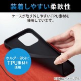 【代引不可】iPhone 14 Pro Max ケース カバー レザー 手帳型 マグネット フラップ 耐衝撃 衝撃吸収 軽量 薄型 スタンド機能付 UltraSlim ブラック エレコム PM-A22DPLFUBK