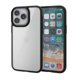 【代引不可】iPhone 14 Pro Max ケース カバー ハイブリッド 360度全面保護 耐衝撃 衝撃吸収 軽量 ストラップホール付 背面クリア ガラスフィルム付 TOUGH SLIM ブラック エレコム PM-A22DTS3BK