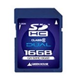 SDHCメモリーカード デュアル クラス6 16GB プロテクトスイッチ付 ハードケース付 グリーンハウス GH-SDHC16G6D