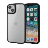 【代引不可】iPhone 14 Plus ケース カバー ハイブリッド 耐衝撃 衝撃吸収 軽量 薄型 ストラップホール付 背面ガラスマットクリア 指紋防止 高透明 TOUGH SLIM ブラック エレコム PM-A22BTSLFCGMB