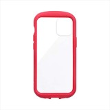 iPhone 12 mini 耐衝撃 ハイブリッドケース PALLET CLEAR Flat ハニカム構造 クリアケース レッド LEPLUS LP-IS20PLCRD