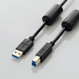 【即納】【代引不可】エレコム(ELECOM) フェライトコア付きUSB3.0ケーブル（A-B） 製品型番：USB3-BF30BK（4953103632271）