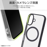 iPhone 16 Plus Like standard MagSafe対応 マグネットアクセサリー対応 衝撃吸収 バンパー マット メタリック ハイブリッドケース / ブラック レイアウト RT-P48MG3/BM