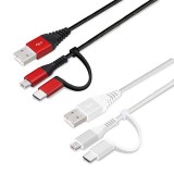 USBケーブル 充電 通信 充電ケーブル 通信ケーブル 1ｍ 変換コネクタ付 2in1 USBタフケーブル Type-C micro USB 1メートル タイプC マイクロUSB 強化メッシュケーブル  PGA PG-CMC10