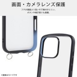 iPhone 16  Pro Like standard Puffull 耐衝撃 バンパー ストラップ金具付き ハイブリッドケース / ブラック レイアウト RT-P47CMD1/B