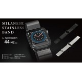 【代引不可】Apple Watch 44/42mm ミラネーゼステンレスバンド スライド式バックル シンプル エレガント エレコム AW-44BDSSM