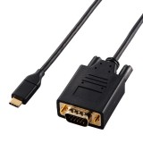 【代引不可】Type-C-VGA 変換 ケーブル 1m ( USB-C プラグ to ミニD-Sub15pin プラグ ) 【 TypeC ポート搭載 Windows Mac Chromebook Android iPhone iPad 対応】 ブラック エレコム CAC-CVGA10BK2