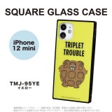 iPhone12mini 対応 iPhone 12 mini 5.4インチ ケース カバー トムアンドジェリー FUNNY ART series イエロー スクエアガラスケース ハイブリッドケース グルマンディーズ TMJ-95YE