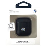 BMW 公式ライセンス AirPods 第1/第2世代 本革+PCケース エアーポッズケース シンプル おしゃれ カッコイイ ブラック エアージェイ BMA2CSLBK