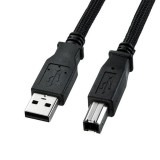 【代引不可】USB2.0ケーブル 5m ナイロンメッシュ 断線に強い 高品質 USBケーブル 2重シールド ツイストペア線 耐振動 耐衝撃 ブラック サンワサプライ KU20-NM50K2