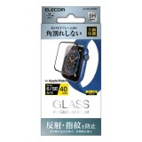 【代引不可】Apple Watch SE/Series 6/Series 5/Series 4 40mm 液晶保護ガラス 高硬度9H 3D PETフレーム付 全面保護 反射防止 指紋防止 エレコム AW-20SFLGFRMBK