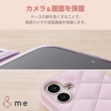 【即納】【代引不可】iPhone16 iPhone 16 対応 6.1インチ ＆me ソフトレザーケース キルティング 磁石付 ハンドストラップ付 ラベンダー ケース カバー iPhoneケース  エレコム PM-A24APLFJM4PU