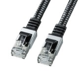 【即納】【代引不可】LANケーブル CAT6A 15m フラットタイプ メッシュ素材 10ギガビットイーサネット対応 超高速 ツメ折れ防止カバー付 ブラック&グレー サンワサプライ KB-FL6AME-15BK