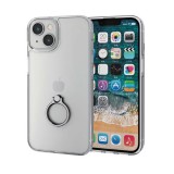 【代引不可】iPhone 14 / 13 ケース カバー ハイブリッド 耐衝撃 超衝撃吸収 リング付 スタンド機能付 高透明 極み設計 シルバー エレコム PM-A22AHVCKRSV