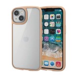 【代引不可】iPhone 14 / 13 ケース カバー ハイブリッド 耐衝撃 衝撃吸収 軽量 薄型 ストラップホール付 背面ガラスクリア 硬度9H TOUGH SLIM ベージュ エレコム PM-A22ATSLFCGBE