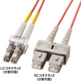 【代引不可】メガネ型光ファイバケーブル（マルチ50μm、LC×2-SC×2、1m） サンワサプライ HKB-LCSC5-01N