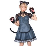 HW レディアニマルメイド×猫 コスチューム レディースサイズ 女性 メイド キャット ワンピース ハロウィン コスプレ 衣装 仮装 変装 クリアストーン 4560320899501