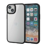 【代引不可】iPhone 14 Plus ケース カバー ハイブリッド 360度全面保護 耐衝撃 衝撃吸収 軽量 薄型 ストラップホール付 背面クリア ガラスフィルム付 TOUGH SLIM ブラック エレコム PM-A22BTS3BK