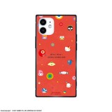 iPhone12mini 対応 ケース もいもい×サンリオキャラクターズ スクエアガラスケース ハイブリッドケース ちらし柄  グルマンディーズ SANMO-02C