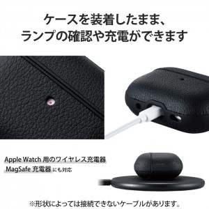 【代引不可】AirPodsPro 第2世代(2022)ケース ヴィーガン レザー カラビナ付 エレコム AVA-AP4PLC