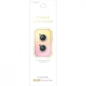 iPhone 16/iPhone 16 Plus レンズ保護ガラスフィルム 「SPARKLE LENS GLASS」ゴールド LEPLUS NEXT LN-IM24FGLENSWGD