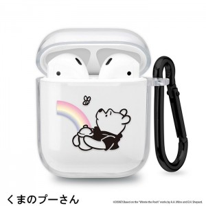 AirPods 充電ケース用 抗菌 ソフトケース ディズニー クリアケース ワイヤレス充電可能 カラビナ付 PGA PG-DAPSTP