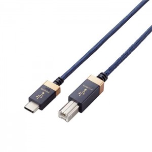 【代引不可】タイプB ケーブル Type C to USB B 1m 高耐久 ハイレゾ対応 【Type-C搭載 PC スマホ 等/USB-B搭載 DAC アンプ オーディオインターフェース等機器対応】 ネイビー エレコム DH-CB10