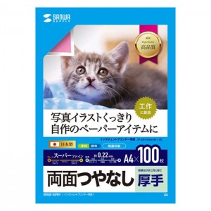 【代引不可】インクジェットプリンター用紙 A4 100枚入 両面印刷 スーパーファイン つやなし マット紙 厚手 日本製 写真 イラスト ペーパーアイテム サンワサプライ JP-ERV5NA4N-100