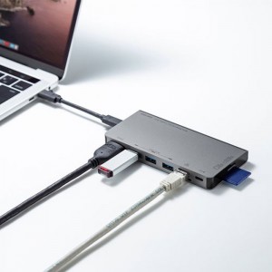 【即納】【代引不可】USB Type-C ドッキングハブ HDMI/LANポート/カードリーダー搭載 USBハブ USB Type-Cハブ サンワサプライ USB-3TCH14S2