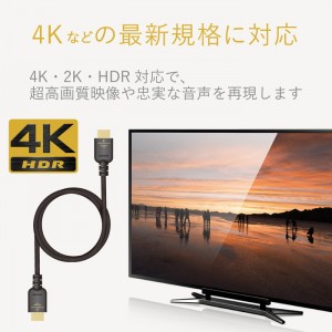 【代引不可】HDMIケーブル ハイスピード 1.5m プレミアム 4K/3D/オーディオリターン対応 ブラック エレコム CAC-HDPS14E15BK