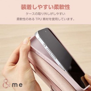 【即納】【代引不可】iPhone 15 Pro 用 ケース レザー カバー 手帳型 マグネット フラップ 衝撃吸収 フィンガーストラップ付 スタンド機能付 ミラー付 &me Enchantee ピンク エレコム PM-A23CPLFJM2PN