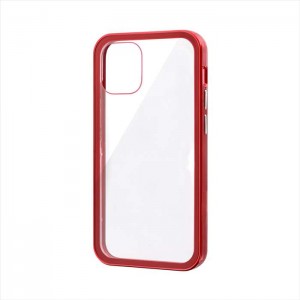 iPhone 12 mini ガラスハイブリッドケース SHELL GLASS Color 強化ガラス クリアケース レッド LEPLUS LP-IS20SGCRD