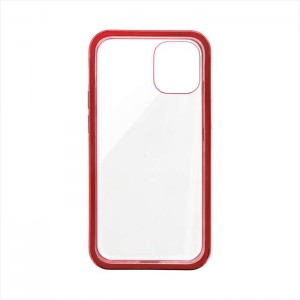 iPhone 12 mini ガラスハイブリッドケース SHELL GLASS Color 強化ガラス クリアケース レッド LEPLUS LP-IS20SGCRD