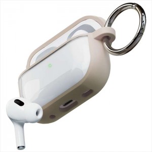 AirPods Pro(第2/1世代)用 タフケース ベージュ エアポッズプロケース 耐衝撃 カラビナリング付き PGA PG-APP2HB02BE