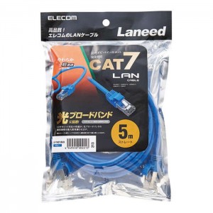 【即納】【代引不可】Cat7 LANケーブル 5m 10GBASE-T対応 超高速 データ転送 やわらかケーブル 二重シールド構造 ブルー エレコム LD-TWSY/BU5