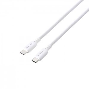 【代引不可】USB-C ケーブル ( Type C to C ) 1m PD 60W 断線しにくい ナイロンメッシュ マグネット内蔵 きれいにまとまる データ転送 充電ケーブル ホワイト エレコム MPA-CCMG10WH