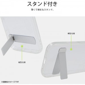 iPhone 16 Like standard スタンド付き 衝撃吸収 バンパー ハイブリッドケース / クリア レイアウト RT-P46STA1/CM