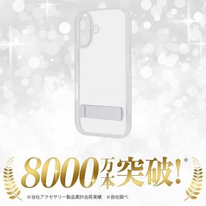 iPhone 16 Like standard スタンド付き 衝撃吸収 バンパー ハイブリッドケース / クリア レイアウト RT-P46STA1/CM