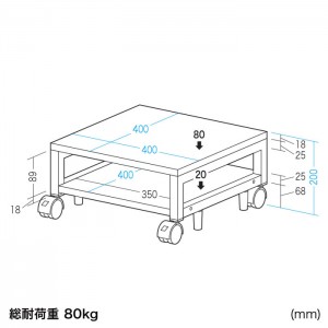 【即納】【北海道・沖縄・離島配送不可】【代引不可】ロータイププリンタスタンド A4用紙が置ける棚付き 幅400×奥行き400mm ホワイト サンワサプライ LPS-T4040SL