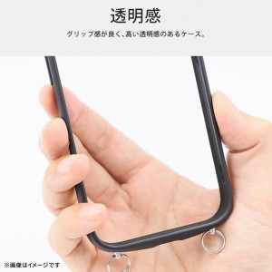 iPhone 16 Like standard Puffull 耐衝撃 バンパー ストラップ金具付き ハイブリッドケース / ブラック レイアウト RT-P46CMD1/B