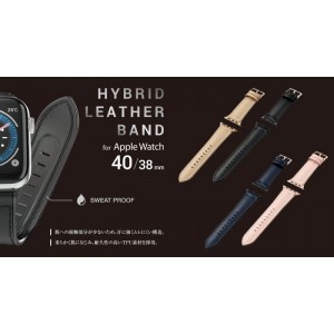 【代引不可】Apple Watch 40/38mm ハイブリッドレザーバンド ヴィーガンレザー 耐久性 TPU エレコム AW-40BDLHV