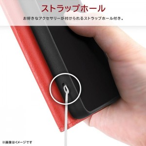 iPhone 16 Like standard 耐衝撃 マグネットベルト シンプル 手帳型レザーケース / ブラック_レッド レイアウト RT-P46ELC1/BR