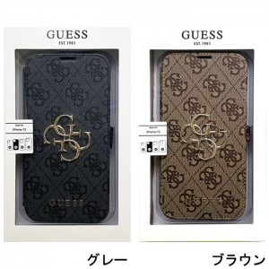 GUESS 公式ライセンス iPhone 13 6.1インチ 2眼モデル PUレザー 手帳型ケース ブランド シンプル おしゃれ エアージェイ GUBKP13M4GMG