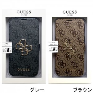 GUESS 公式ライセンス iPhone 13 Pro 6.1インチ 3眼モデル PUレザー 手帳型ケース ブランド シンプル おしゃれ エアージェイ GUBKP13L4GMG