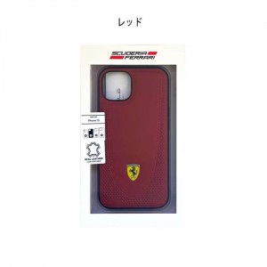 FERRARI 公式ライセンス iPhone13 6.1インチ 2眼モデル 牛革 背面ケース バックカバー かっこいい エアージェイ FEHCP13MRGO