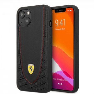 FERRARI 公式ライセンス iPhone13 6.1インチ 2眼モデル 牛革 背面ケース バックカバー かっこいい エアージェイ FEHCP13MRGO