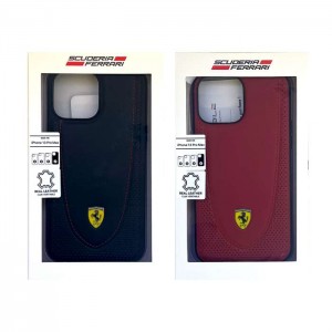 FERRARI 公式ライセンス iPhone13 Pro Max 6.7インチ 牛革 背面ケース バックカバー かっこいい エアージェイ FEHCP13XRGO